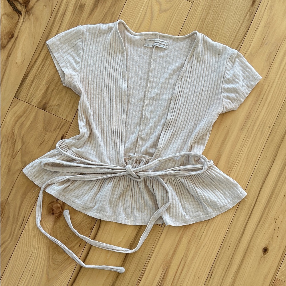 Urban Outfitters Low V Neck Crop Top Beige Size XS